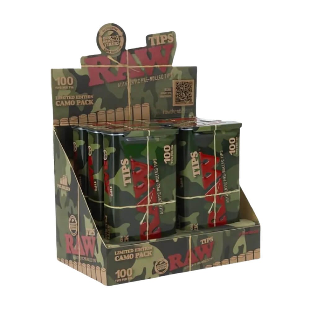 raw camo 100 pre rolled tips limited edition (6tins/display) raw camo 100 pre rolled tips limited edition (6tins/display)