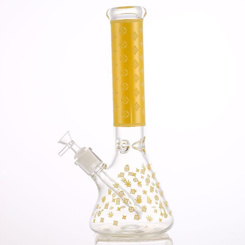 lv pattern 7mm beaker bong glow in the dark 14.5" lv pattern 7mm beaker bong glow in the dark 14.5"